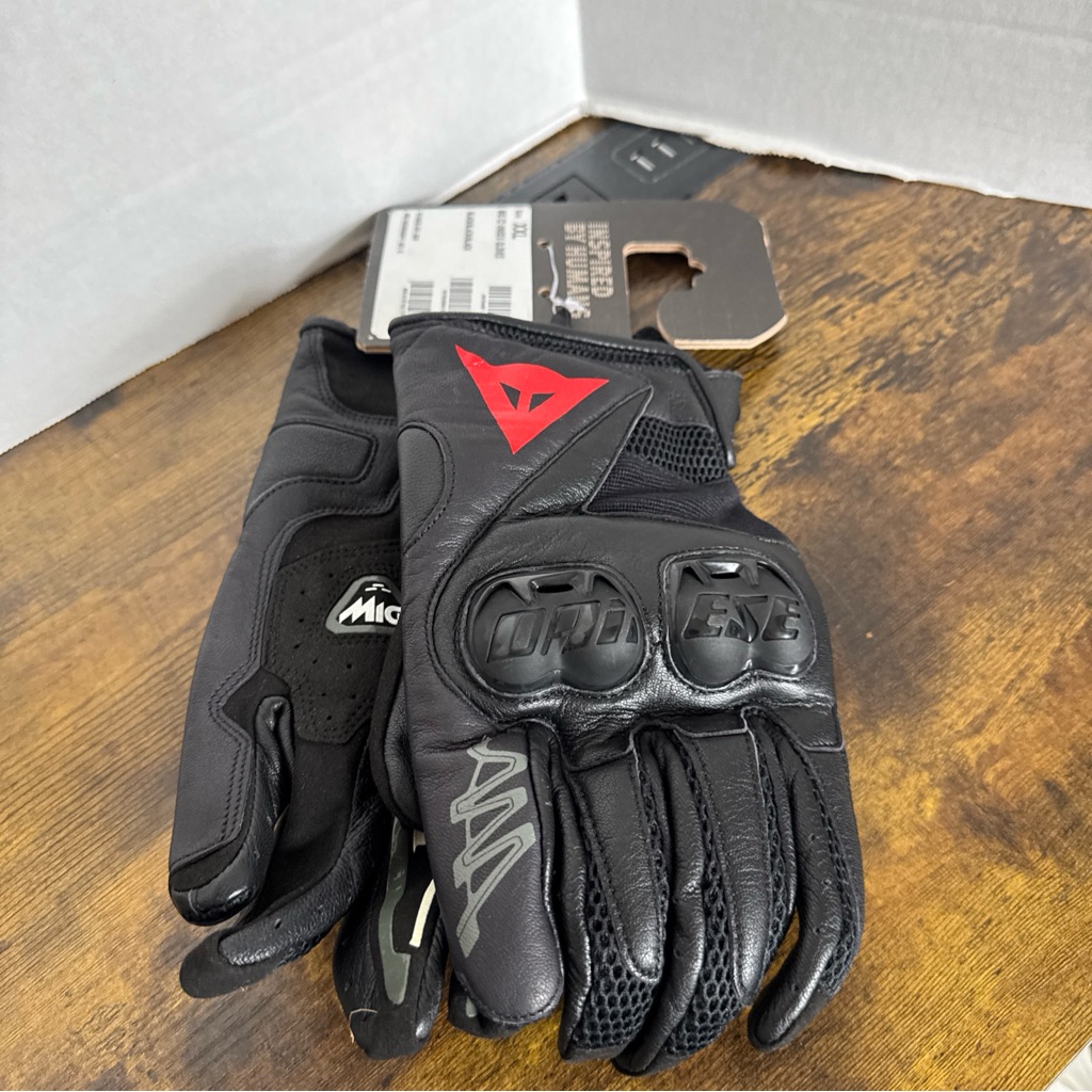 Dainese Leather Motorcycle Gloves Black Mig C2 Unisex Gloves Size Xxl New